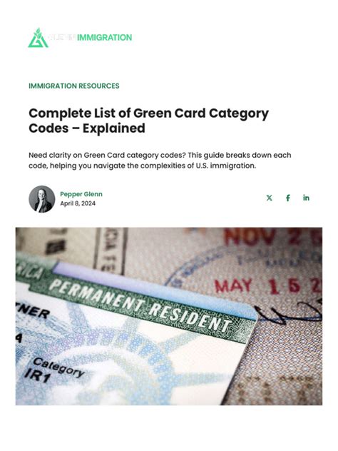 COMPLETE list of Green Card Category Codes, Meaning [2023].
